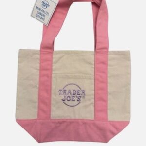 Trader Joe's Pink Pastel Mini Canvas Tote Bag - NEW w/tags - Limited Edi…